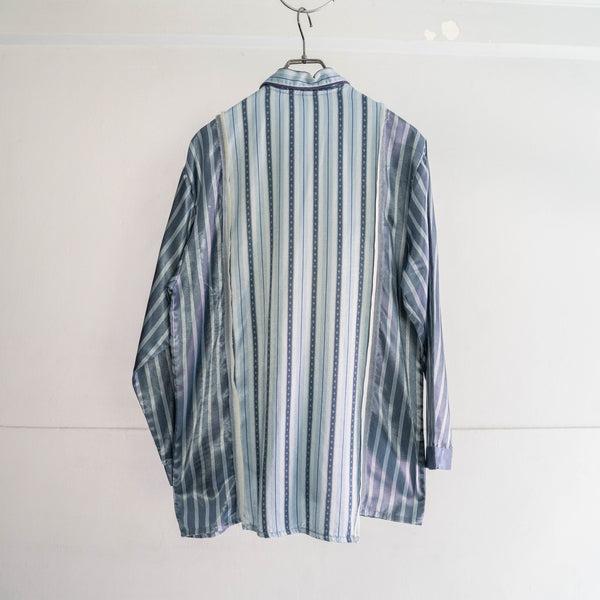blue × light blue docking stripe pajama shirt -1