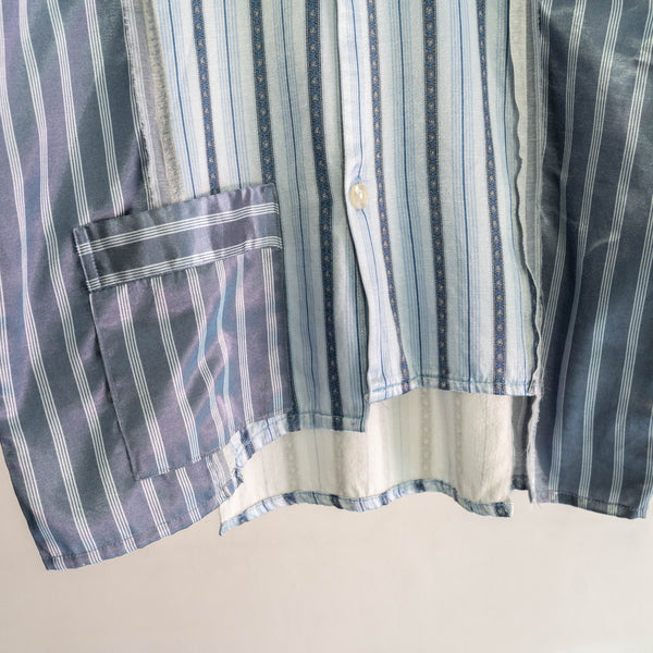 blue × light blue docking stripe pajama shirt -1