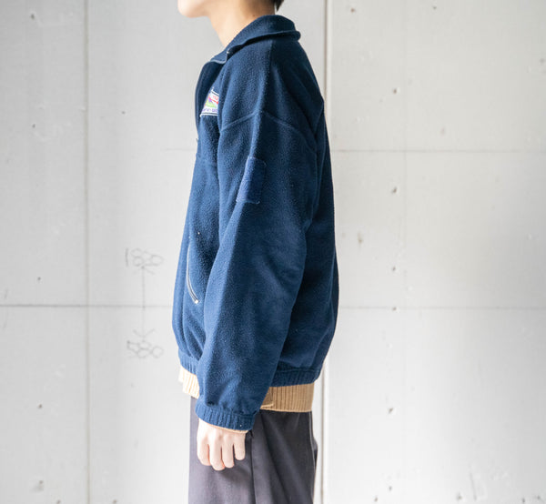 around 1990s Italy navy color fleece half zip smock