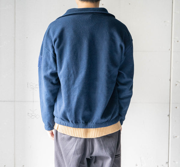 around 1990s Italy navy color fleece half zip smock