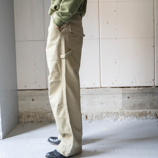 around2000s 'HERE &THERE' baggy wide work pants -khaki- "dead stock"