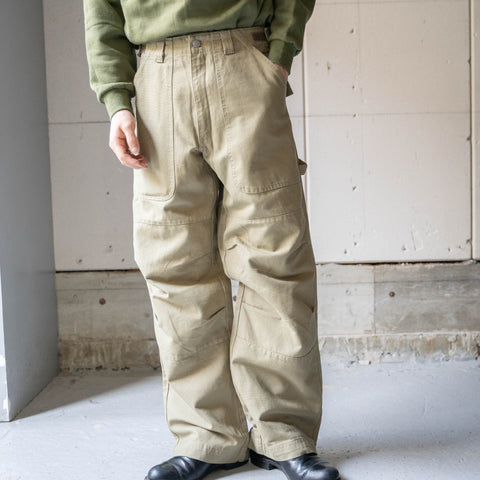 around2000s 'HERE &THERE' baggy wide work pants -khaki- "dead stock"