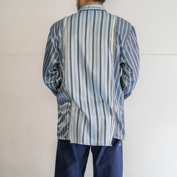 blue × light blue docking stripe pajama shirt -1