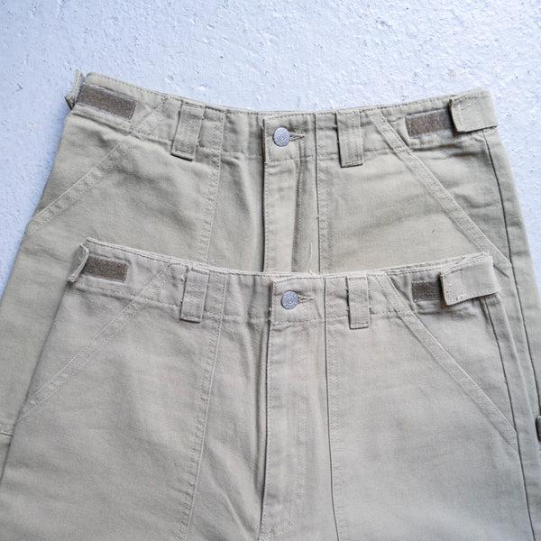 around2000s 'HERE &THERE' baggy wide work pants -khaki- "dead stock"