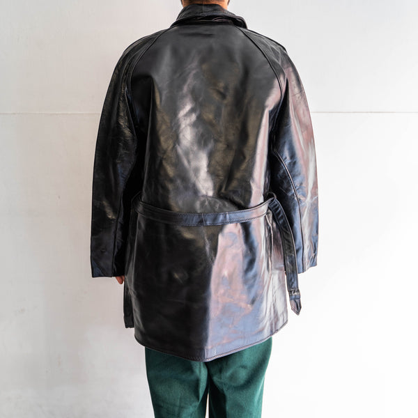 1970s Italian police leather car coat -with belt-'mint condition'