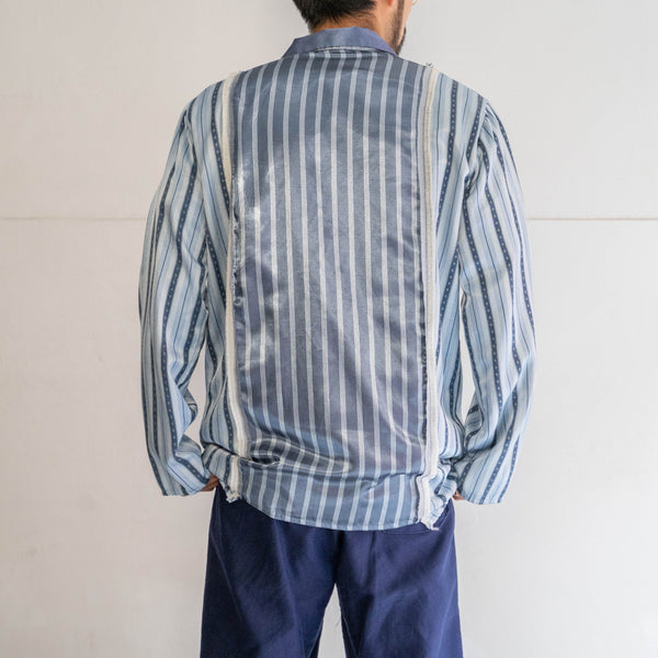blue × light blue docking stripe pajama shirt -2