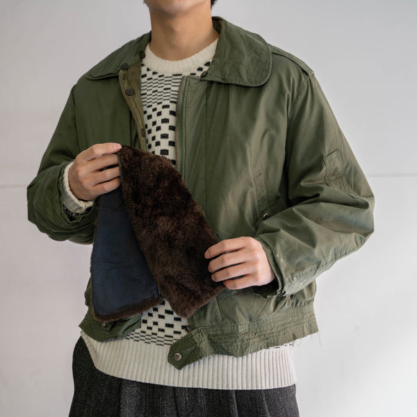1960-70s French military green flight jacket -with fur-