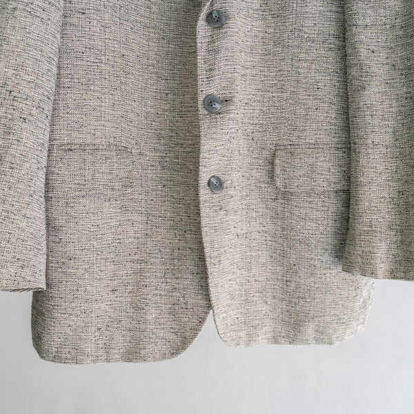 around 1980s black × white melange silk 100 tailored jacket