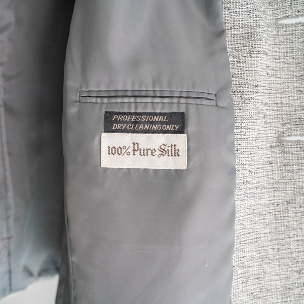around 1980s black × white melange silk 100 tailored jacket