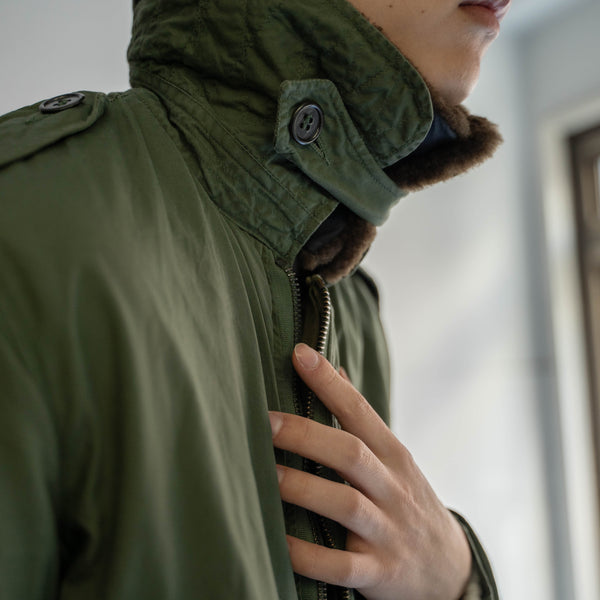 1960-70s French military green flight jacket -with fur-