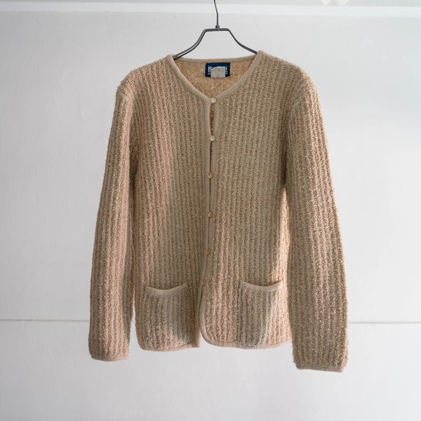 1980s beige color rib knit cardigan