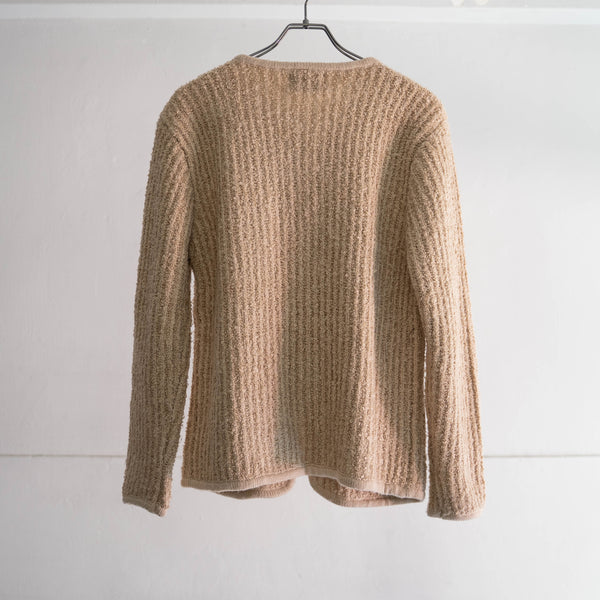 1980s beige color rib knit cardigan