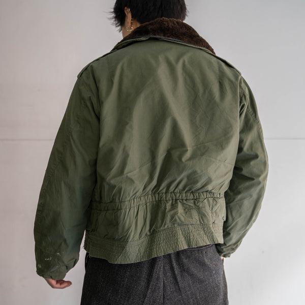 1960-70s French military green flight jacket -with fur-