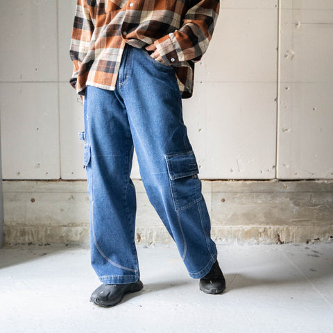 around 2000s 'HERE &THERE' baggy wide denim work pants -1