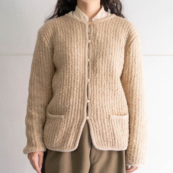 1980s beige color rib knit cardigan