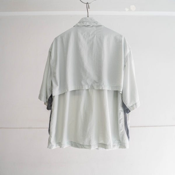 around2000s light gray color fishing short sleeve shirt 'remake'