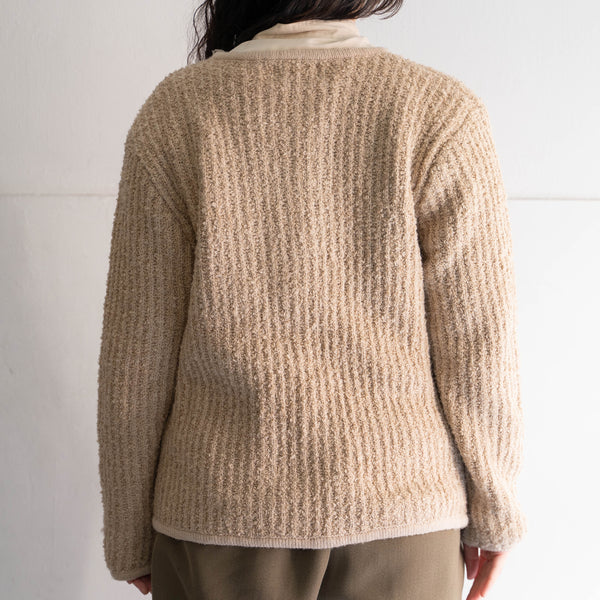 1980s beige color rib knit cardigan