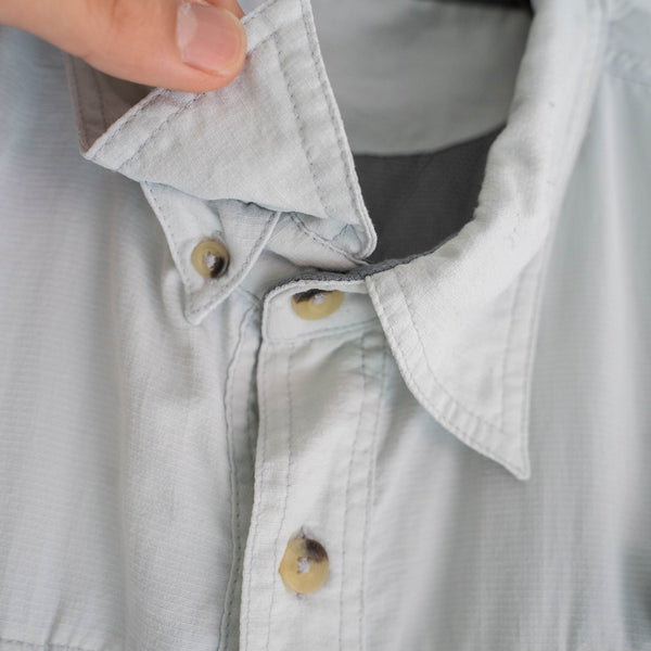 around2000s light gray color fishing short sleeve shirt 'remake'