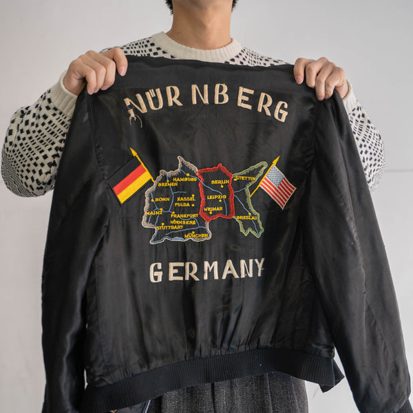 1950-60s Germany black satin souvenir jacket
