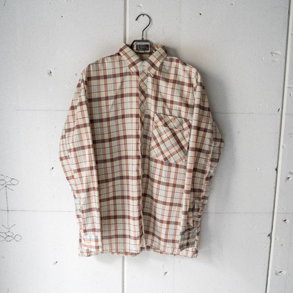 around 1980s Germany brown × orange check shirt "dead stock"