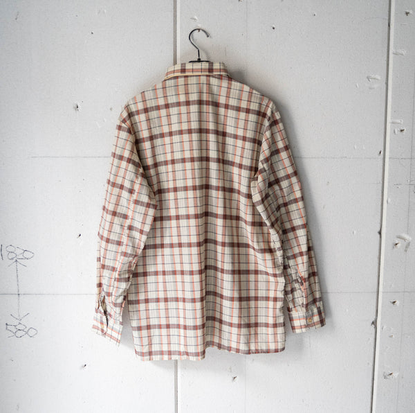 around 1980s Germany brown × orange check shirt "dead stock"