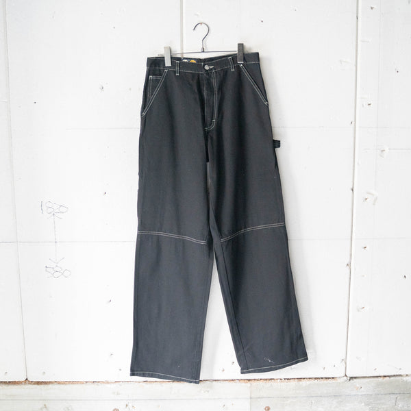 around 2000s "HERE&THERE" black baggy wide work pants -painter type- "dead stock"　