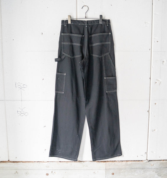 around 2000s "HERE&THERE" black baggy wide work pants -painter type- "dead stock"　