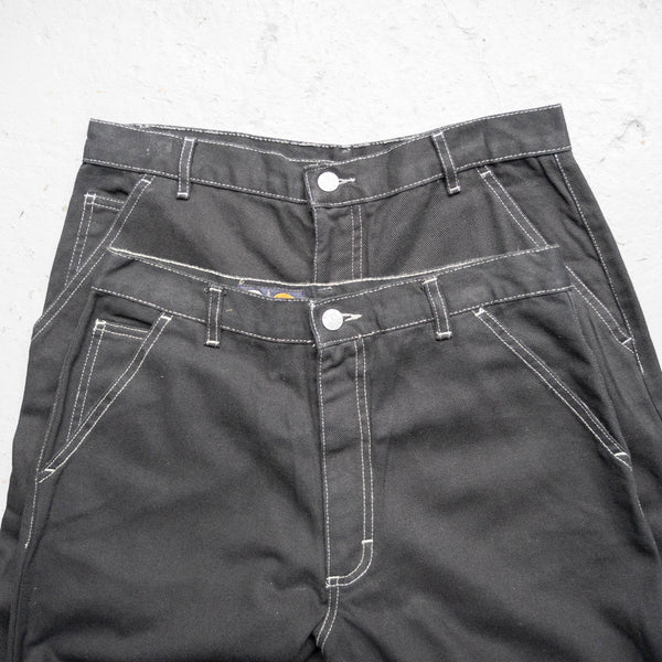 around 2000s "HERE&THERE" black baggy wide work pants -painter type- "dead stock"　