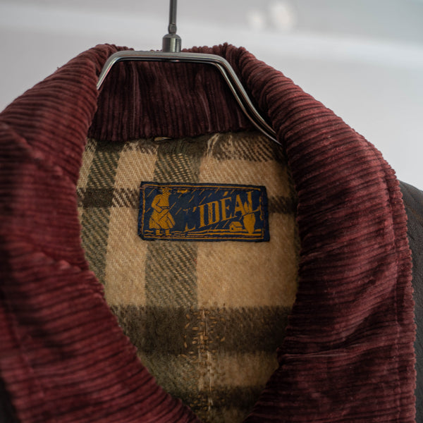 1950-60s France brown corbusier leather jacket -cords collar-
