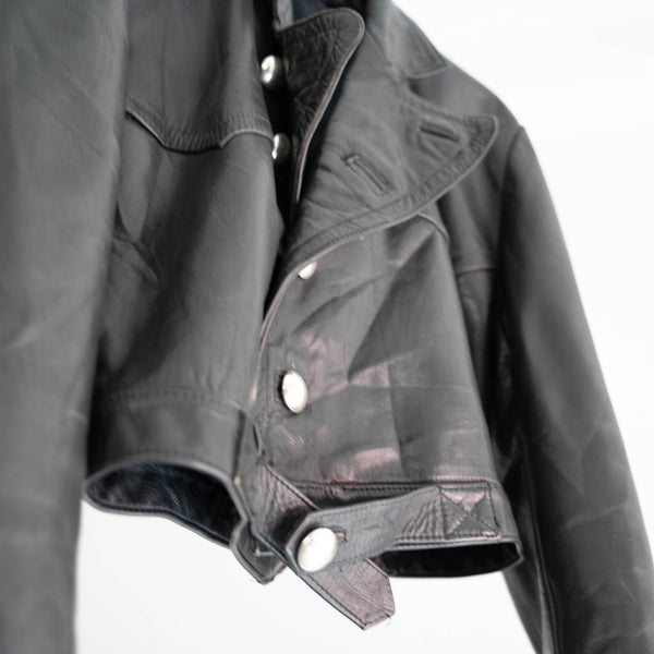 1970-80s Germany motor cycle leather short jacket 'silver button'