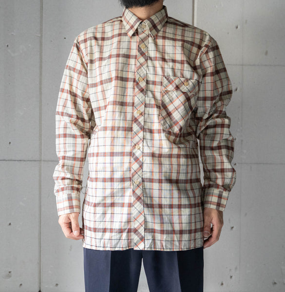 around 1980s Germany brown × orange check shirt "dead stock"