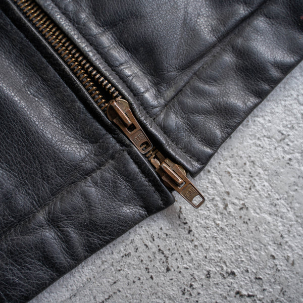 1970-90s French military pilot leather jacket -black color-