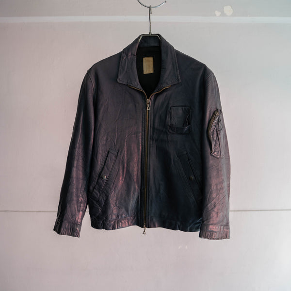 1970-90s French military pilot leather jacket -government supply-