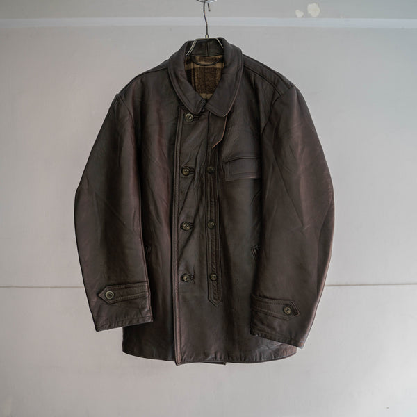 1960-70s France brown corbusier leather jacket