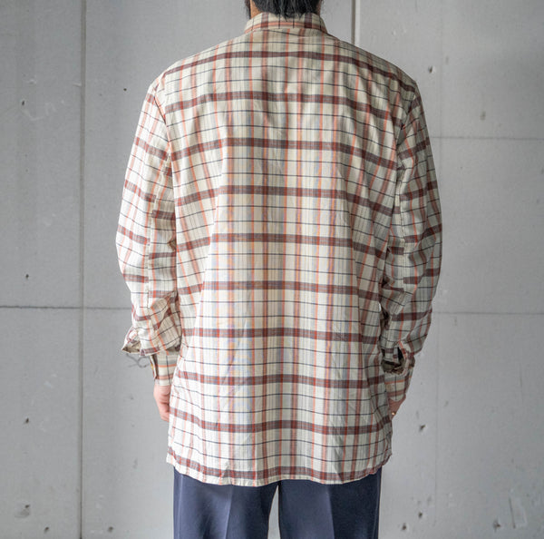 around 1980s Germany brown × orange check shirt "dead stock"