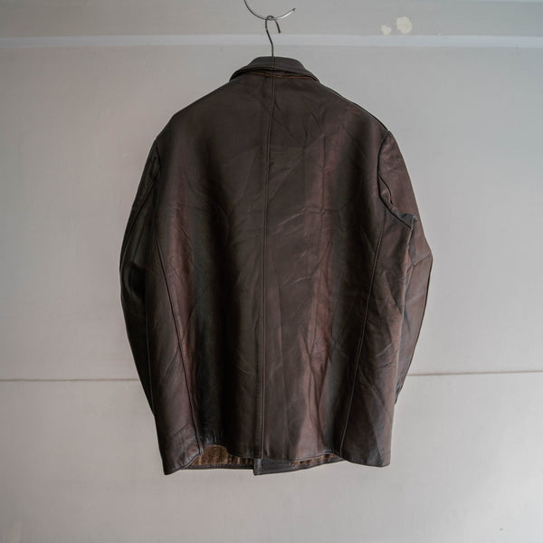 1960-70s France brown corbusier leather jacket
