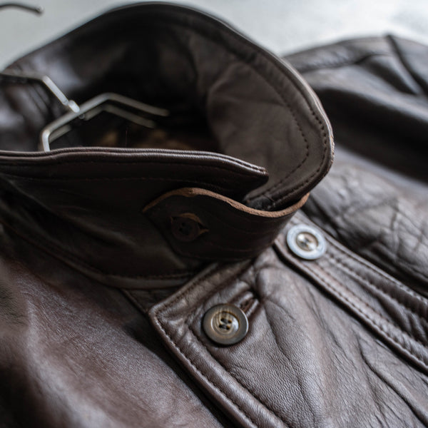 1960-70s France brown corbusier leather jacket