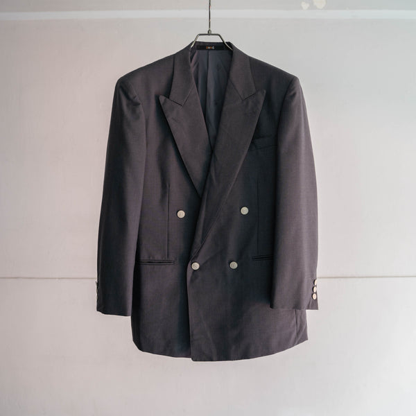 1990s Japan vintage gray blue double breasted tailored jacket