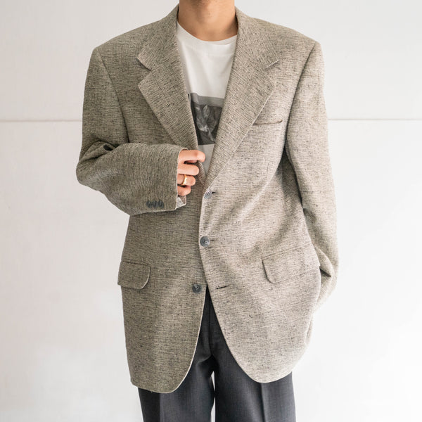 around 1980s black × white melange silk 100 tailored jacket