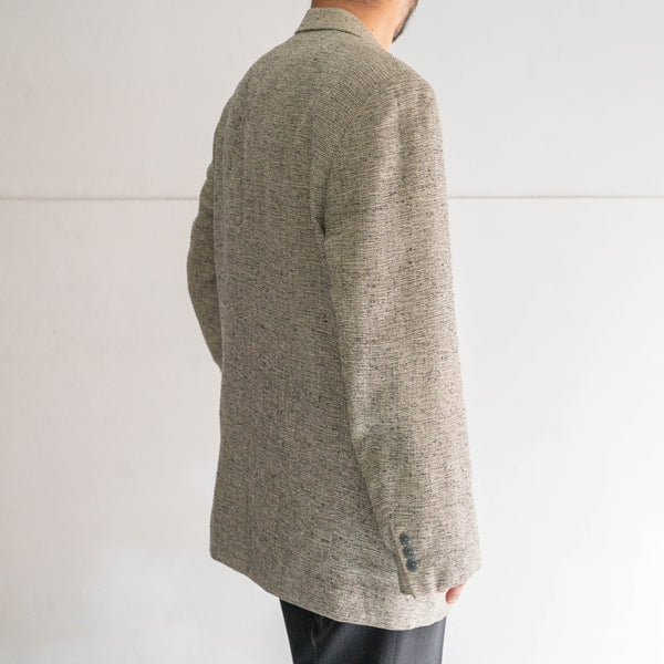 around 1980s black × white melange silk 100 tailored jacket