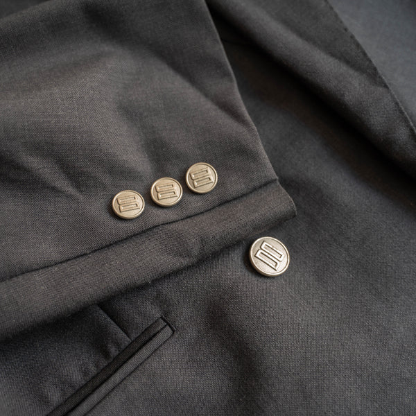 1990s Japan vintage gray blue double breasted tailored jacket