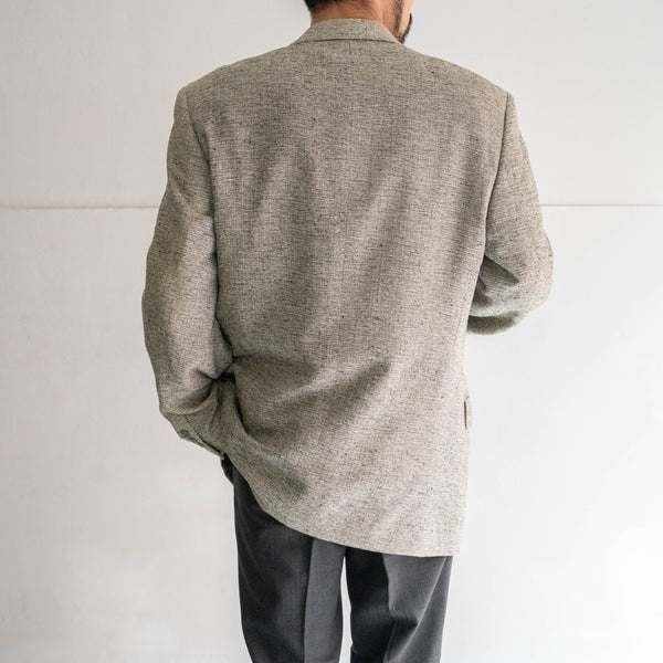 around 1980s black × white melange silk 100 tailored jacket