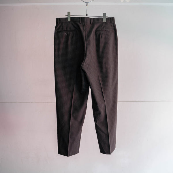 1990s Japan vintage gray × brown stripe 2tuck slacks