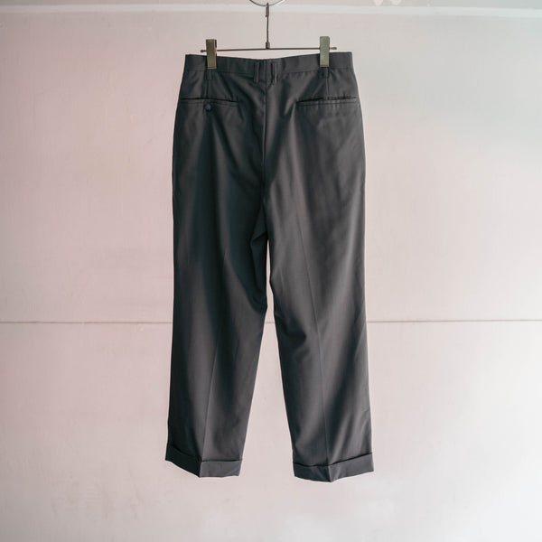 1990s Japan vintage dark green 2tuck slacks