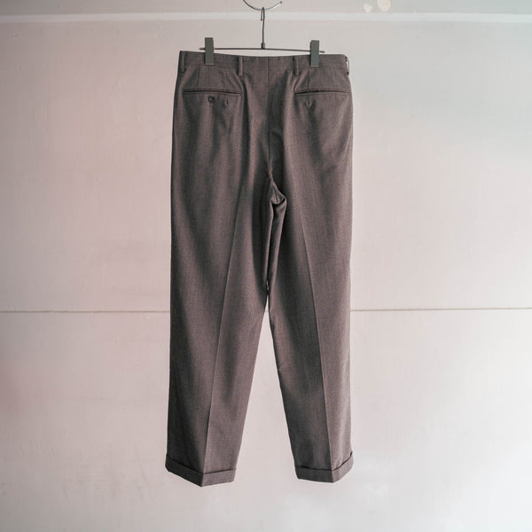 1990s Japan vintage gray × white melange 2tuck slacks