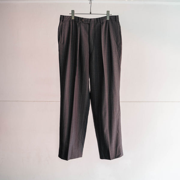 1990s Japan vintage gray stripe 2tuck slacks
