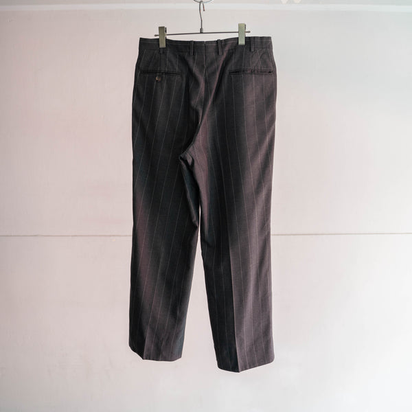 1990s Japan vintage gray stripe 2tuck slacks