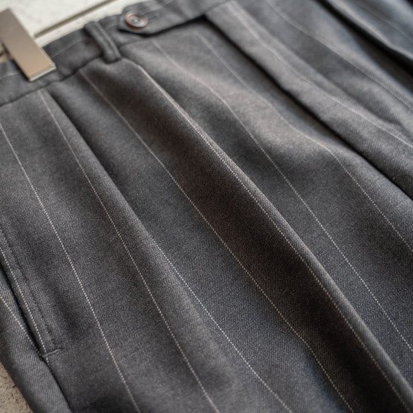 1990s Japan vintage gray stripe 2tuck slacks