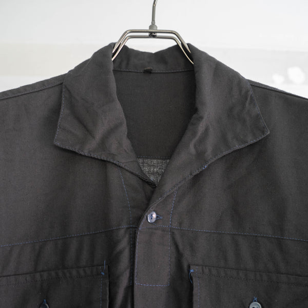 around 1970s France work shirt 'dead stock' -black dyed-