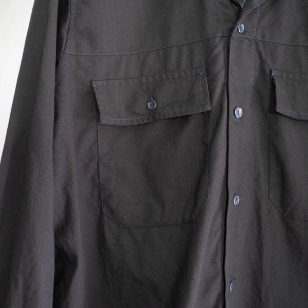 around 1970s France work shirt 'dead stock' -black dyed-